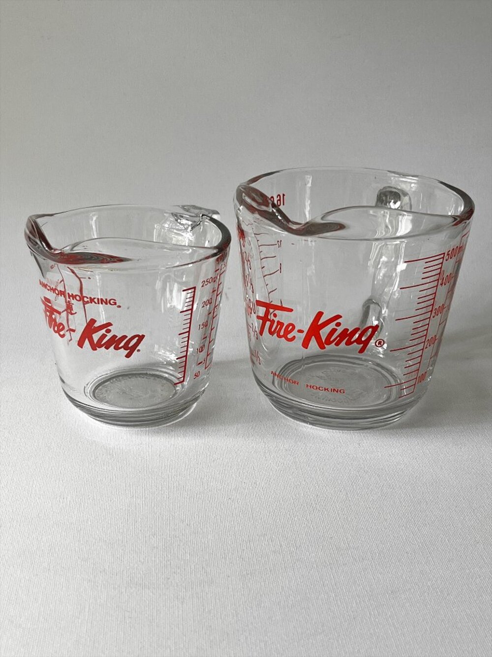 Set 2 Anchor Hocking Fire-King Glass Measuring Cups 1 Cup & 2 Cup